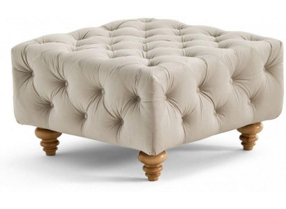 Beiger weicher Hocker Gesteppter Textil-Fußhocker Chesterfield Wohnzimmer