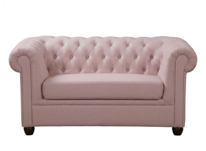 Hellbeiges 2-Sitzer-Sofa Gestepptes Stoffsofa Chesterfield Klassischer Stil