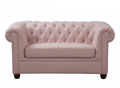 Hellbeiges 2-Sitzer-Sofa Gestepptes Stoffsofa Chesterfield Klassischer Stil