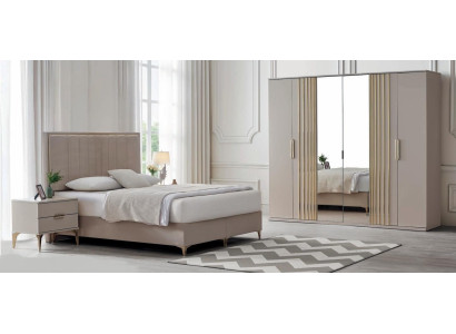 Stilvolles Schlafzimmer-Set mit Bett Nachttischen & Kleiderschrank