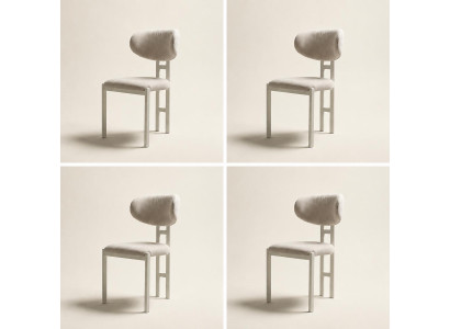 Stuhl-Set 4x Stühle Modern Stoff Komfortabel Beige Weich Bequem