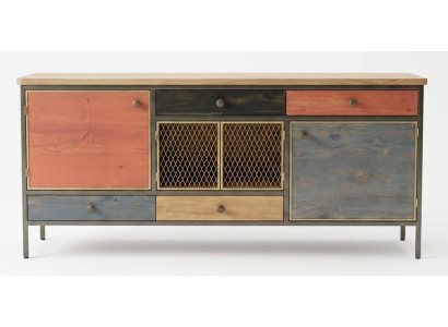 TV Lowboard Holz Metall Industrial Design Bunt Rustikal Kommode Schrank Vintage