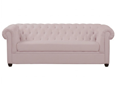 Hellrosa gestepptes 3-Sitzer-Schlafsofa Klassisches Stoffsofa Chesterfield