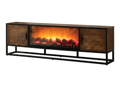 TV Lowboard Holz Metall Industrial Design Kamin Rustikal Schrank Gitter