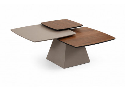 Couchtisch Modern Nussbaum, braun Dreistufig Dynamisch Asymmetrisch