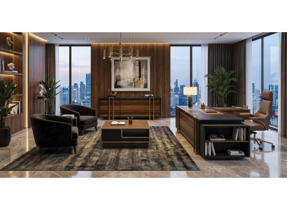 Elegante Arbeitszimmergarnitur  Eckschreibtisch SIdeboard Couchtisch