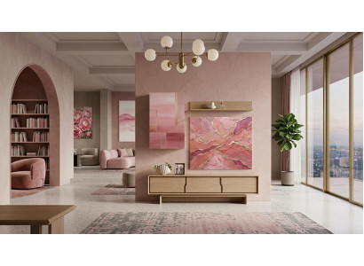 TV board Wandregal Stil modern beige bequem praktisch Wohnzimmer geräumig