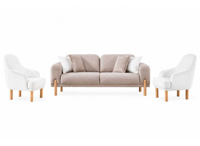 Modernes Sofa Set 3+1+1 Sitzer Stoffsofa Wohnzimmer Elegant Polstermöbel