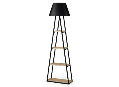 Stehleuchte Stehlampe Industrial Design Regal Holz Schwarz Lampe