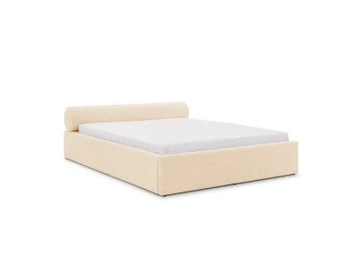 Beiges modernes Bett 160x200  Bett mit Kopfteil Bettgestell Schlafzimmermöbel