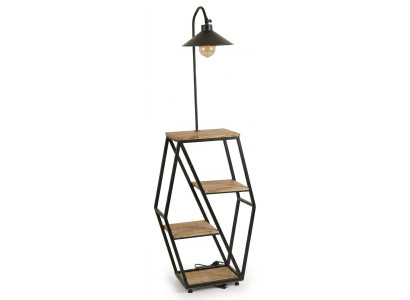 Stehleuchte Industrial Regal Lampe Holz Metall Design Stehlampe