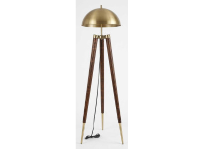 Stehleuchte Tripod Design Industrial Holz Gold Lampe Stehlampe