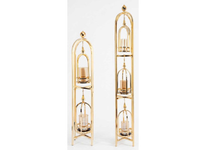 Stehleuchte Laterne Gold Design Doppelglas Industrial Lampe Deko