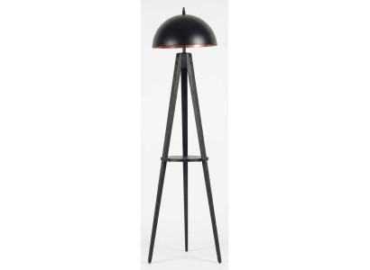 Stehleuchte Beistelltisch Industrial Design Holz Schwarz Regal Lampe