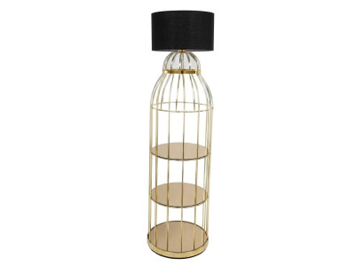 Stehleuchte Gold Metall Regal Design Industrial Lampe Beistelltisch