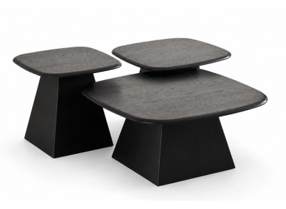Modularer Couchtisch Robust Schwarz Pyramidenförmig Strukturiert Stark