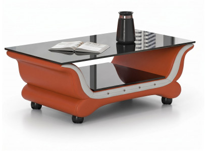 Couchtisch Modern Orange Weiß Glasplatte Elegant Wohnzimmer Tisch