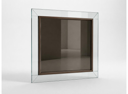 Eleganter Glas Wandspiegel mit braunem Innenrand und Klarglasrahmen