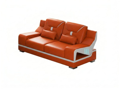 Moderner 2-Sitzer Orange LED Luxus Couch Sofa Designer Polstersofa