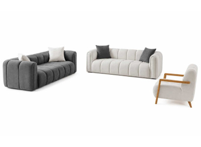 Sofagarnitur 3+3+1 Sitzer Elegante Wohnzimmer Set 3tlg Luxusmöbel Polstermöbel
