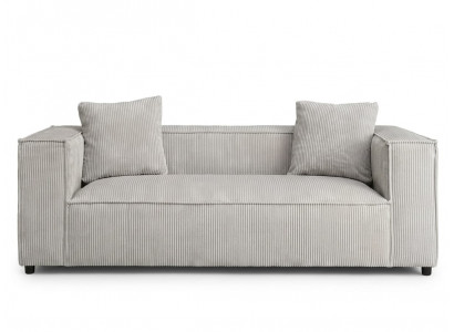 Graues 3-Sitzer-Sofa  Stoffsofa mit Kissen Hochwertige Polstermöbel Wohnzimmer
