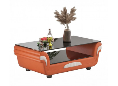Wohnzimmer Couchtisch Orange Weiß Modern Glasplatte Design Tisch Sofa