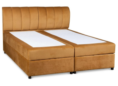 Braunes Boxspringbett 140x200 Stoffbett mit Matratze und Stauraum Schlafzimmer