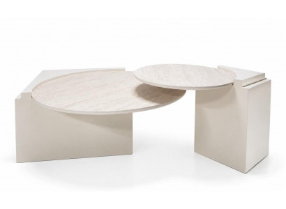 Couchtisch Modern Milchweiß Elegant Organisch Blockfüße Kaskadenförmig