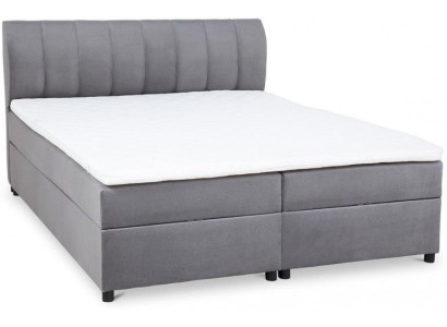 Graues Boxspringbett 160 x 200 Bett mit Matratze Stauraum und Topper modern