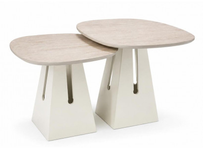 Couchtisch Öko Minimalismus Milchweiß Akzent Hell Ergonomisch Duo