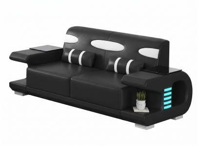 Elegantes 2-Sitzer Sofa Schwarz Weiß Modern Wohnzimmer Couch Design
