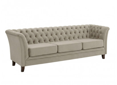 Graues 3-Sitzer-Sofa Stoffsofa mit Steppung  Kapitonierung Chesterfield