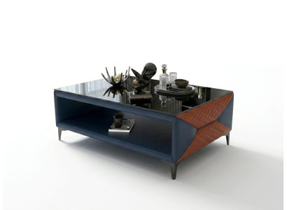 Couchtisch Modern Blau Leder Design Wohnzimmertisch Beistelltisch