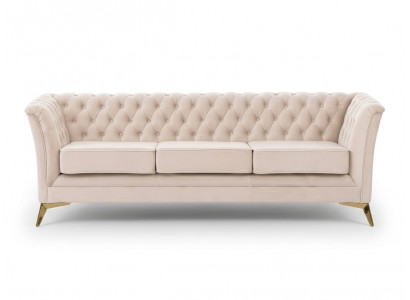 Beiges klassisches 3-Sitzer-Sofa Chesterfield Gestepptes Sofa Wohnzimmermöbel