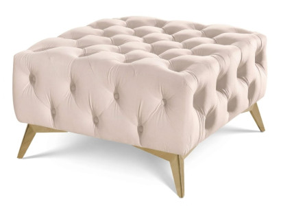 Beiger weicher Hocker Gesteppter Textilhocker Chesterfield Wohnzimmermöbel