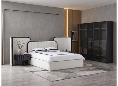 Schlafzimmer Set Modern Schwarz Elegant Bett Schrank Kommoden