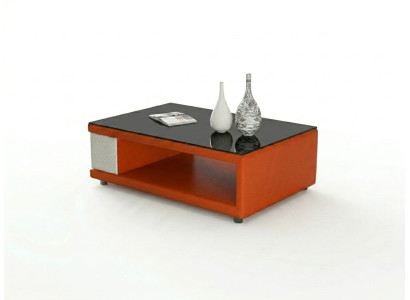 Couchtisch Modern Orange Leder Design Wohnzimmertisch Beistelltisch *