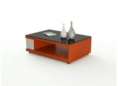 Couchtisch Modern Orange Leder Design Wohnzimmertisch Beistelltisch *