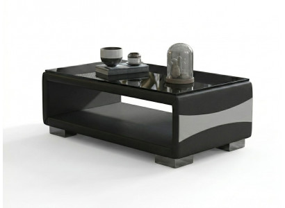 Couchtisch Modern Schwarz Leder Design Wohnzimmertisch Beistelltisch *