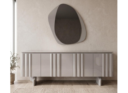 Sideboard Set Modern Graubeige Elegant Spiegel Konsole Anrichte
