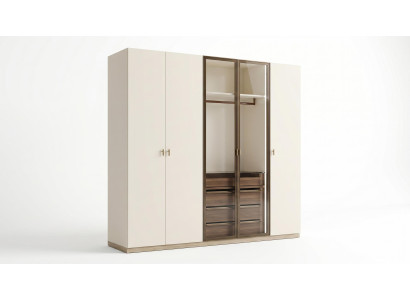 Kleiderschrank Eckschrank Modern Beige Spiegelglas Schlafzimmer Schrankwand
