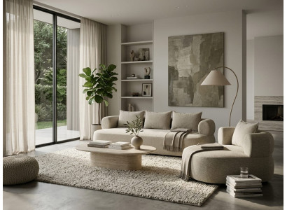 Beiges modernes Wohnzimmer-Set 4+1-Sitzer-Sofas großes Sofa Wohnzimmer