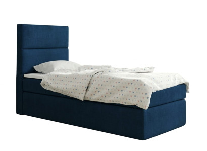 Blaues Einzelbett 80 × 200 Boxspringbett mit gepolstertem Kopfteil und Matratze