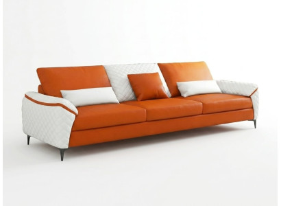 Leder Sofa 3 Sitzer Modern Orange Couch Design Polstersofa Wohnzimmer *