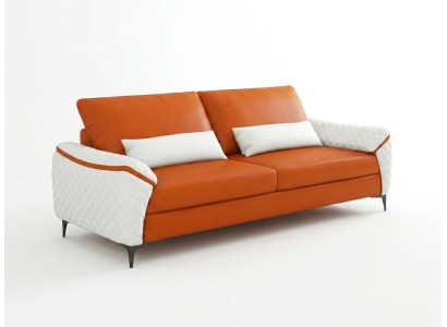Leder Sofa 2 Sitzer Modern Orange Komfort Couch Design Wohnzimmer *
