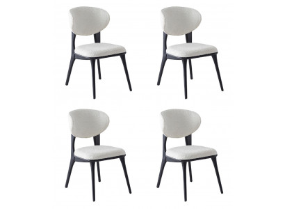 4 Stühle Set Modern Weiß Schwarz Elegant Essstühle Polstersessel