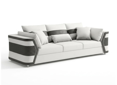 Leder Sofa 3-Sitzer Modern Weiß Schwarz Couch Wohnzimmer Polstersofa *