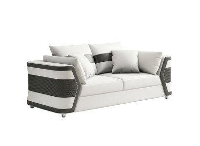 Weiß Leder Sofa 2-Sitzer Modern Schwarz Couch Wohnzimmer Polstersofa *