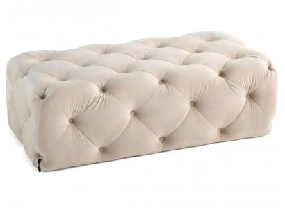 Beiger weicher Hocker gesteppter Fußhocker Ottomane Chesterfield modern
