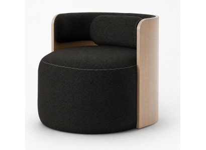 Sessel Moderner Stil Schwarz Holz Rund Bequem Elegant Komfortabel